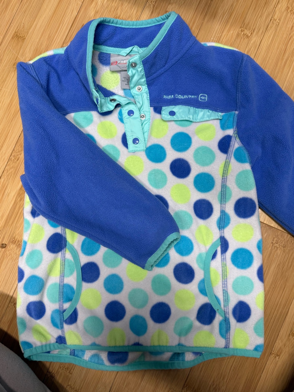 Free Country Girl Fleece with Teal Trim and Blue Pattern